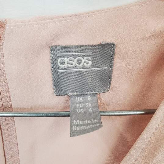 Asos Light Pink Front Tie Long Sleeved Sheath Dress WM Size 4 image number 3