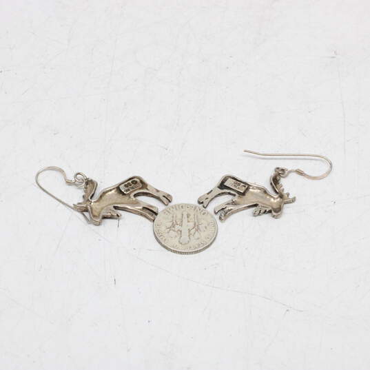 Artisan GS Signed Sterling Silver Moose Earrings - 7.0g image number 4