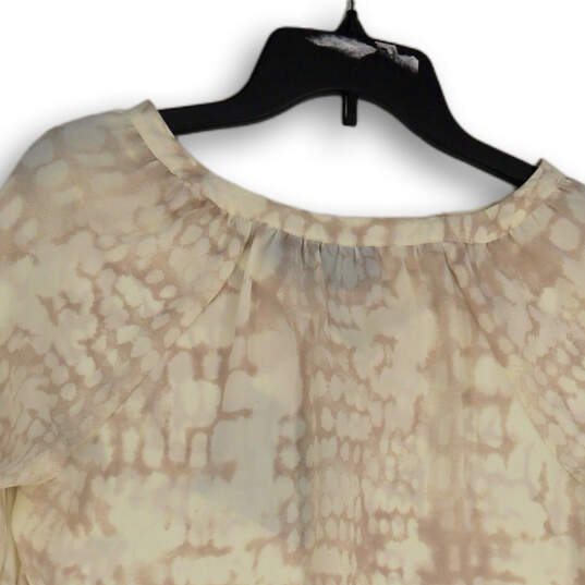 NWT Womens Beige Animal Print Split Neck 3/4 Sleeve Blouse Top Size XS image number 4