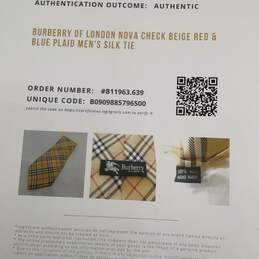 Burberry Mens Multicolor Nova Check Plaid Adjustable Pointed Necktie w/COA alternative image