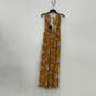 NWT Womens Orange Floral Print Back Tie Fashionable Maxi Dress Size Medium image number 2