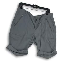 Athleta Womens Gray Flat Front Slash Pocket Cuffed Hem Bermuda Shorts Size 14