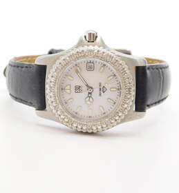 Women's ESQ Swiss E5211 Diamond Bezel Leather Analog Calendar Watch