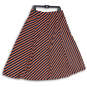 NWT Womens Red Navy Blue Striped Pleated Back Zip Maxi Skirt Size 10 image number 1