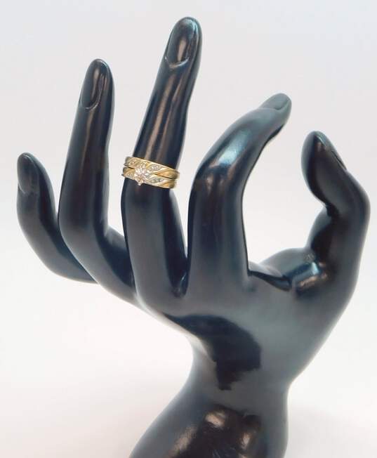 10K Yellow Gold Diamond Accent Bridal Set 2.5g image number 1