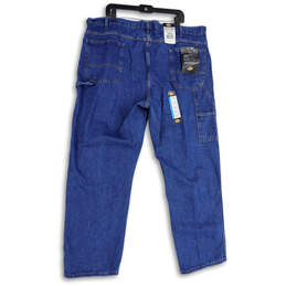 NWT Mens Blue Denim Relaxed Fit Carpenter Straight Leg Jeans Size 44x32 alternative image