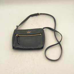 Kate Spade Womens Black Gold Adjustable Strap Zipper Pocket Crossbody Purse
