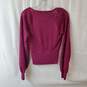 Anthropologie Ribbed Lace Sleeve Magenta Sweater Size XS image number 2