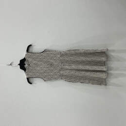 Womens Black White Sleeveless Round Neck Regular Fit A-Line Dress Size 0P alternative image