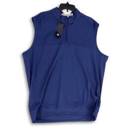 NWT Mens Blue Sleeveless Mock Neck Stretch 1/4 Zip Golf Vest Size XL