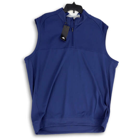 NWT Mens Blue Sleeveless Mock Neck Stretch 1/4 Zip Golf Vest Size XL image number 1