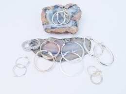 Artisan 925 Cubic Zirconia Accented Tube Flat & Oblong Hoop Earrings Variety 19.5g