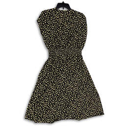 NWT Womens Black Ivory Polka Dot V-Neck Tie Waist Fit & Flare Dress Size M alternative image