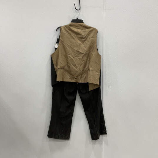 NWT Mens Black Beige Four Button Blazer Vest And Pants Suit Set Sz 42R W35 image number 3