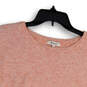 Womens Pink Flutter Sleeve Crew Neck Cropped Pullover Sweater Size Small image number 3