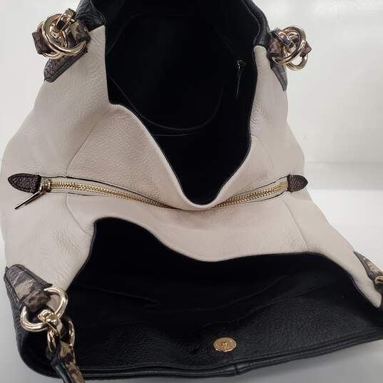 Coach Black White Pebble Leather Snakeskin Trim Shoulder Bag image number 6