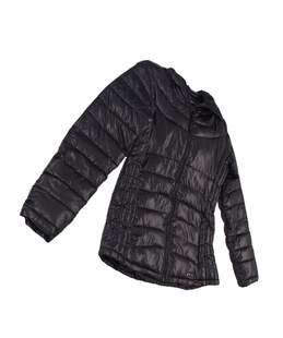 Womens Black Long Sleeve Hooded Full Zip Puffer Jacket Size Medium