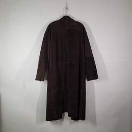 Womens Leather Notch Lapel Long Sleeve Single Breasted Overcoat Size 2XL alternative image
