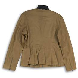NWT Womens Brown Long Sleeve Round Neck Full-Zip Peplum Jacket Size XL alternative image