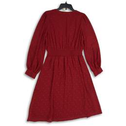 Express Womens Red V-Neck Long Sleeve Pullover A-Line Dress Size M alternative image
