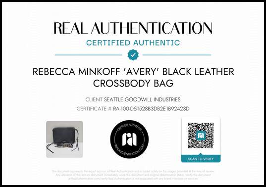 Rebecca Minkoff 'Avery' Black Leather Crossbody Bag AUTHENTICATED image number 2
