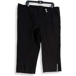 Rekucci Womens Black Flat Front Pockets Stretch Curvy Cropped Pants Size 22W