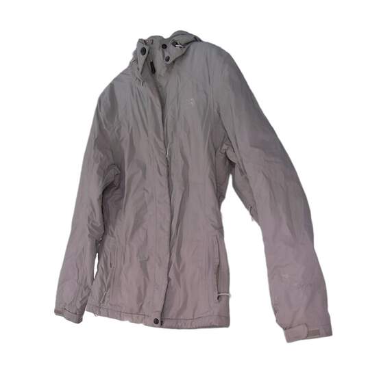 Womens Gray Long Sleeve Hooded Full Zip Windbreaker Jacket Size Medium image number 1