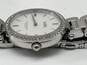 Womens Silver-Tone Round Dial Rhinestones Stainless Steel Analog Wristwatch image number 6