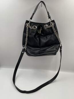 Womens Black Leather Inner Divider Shoulder Strap Bucket Bag W-0503559-A alternative image