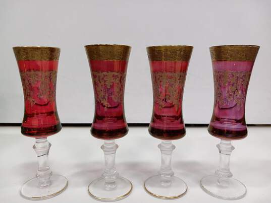 Griffe Montenapoleone Red and Gold Crystal Cups image number 5