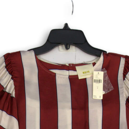 NWT Womens Red White Striped Balloon Sleeve Pullover Blouse Top Size 8 image number 3