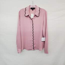 Laundry By Shelli Segal Light Pink Scalloped Blouse WM Size M NWT