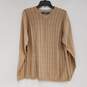 Mens Beige Knitted V Neck Long Sleeve Casual Pullover Sweater Size Medium image number 1