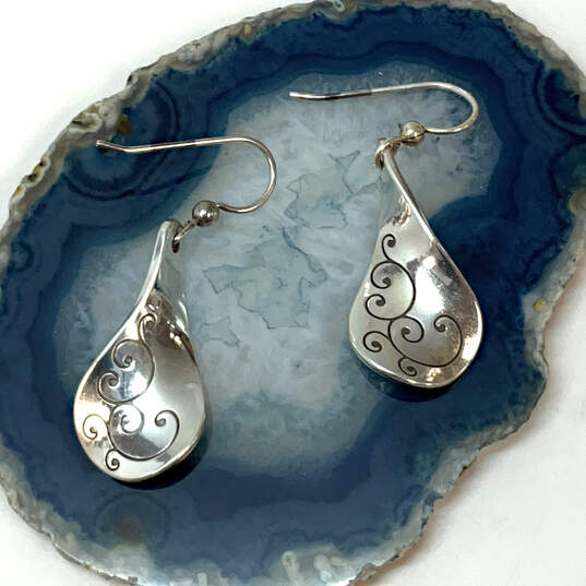 Designer Brighton Silver-Tone Fish Hook Twirl French Wire Drop Earrings image number 1