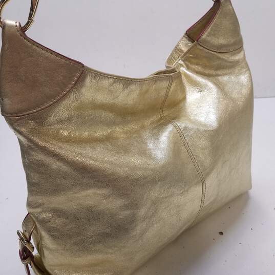 Dooney & Bourke Gold Leather Large Hobo Shoulder Tote Bag image number 3