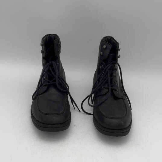 Mens Black Leather Round Toe High Top Lace-Up Combat Boots Size 10.5 image number 2