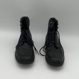 Mens Black Leather Round Toe High Top Lace-Up Combat Boots Size 10.5 alternative image