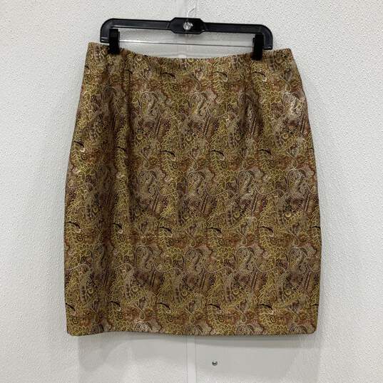 Chetta B Womens Gold Brown Paisley 2 Piece Blazer & Skirt Set Size 14 image number 5