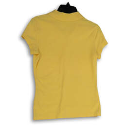 Womens Yellow Short Sleeve Button Collared Pullover Golf Polo Shirt Size S alternative image
