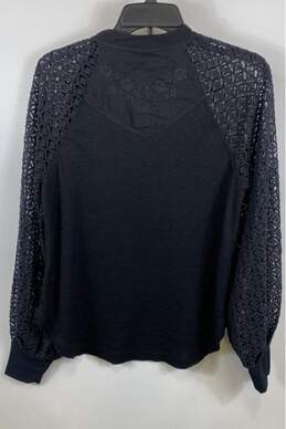 Free People Womens Black Lace Long Sleeve Button-Up Blouse Top Size Small alternative image