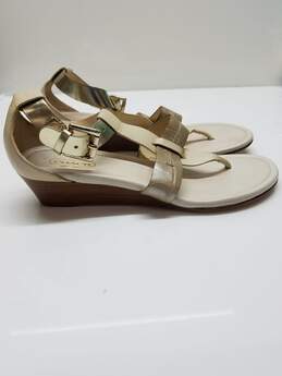 AUTHENTICATED Coach Velvet Beige Leather Wedge Sandals Size 7.5 alternative image