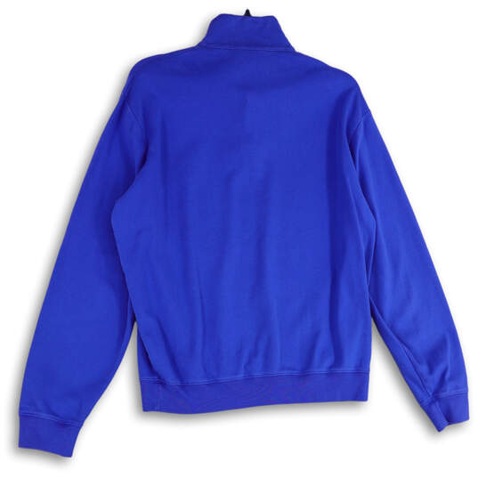 Womens Blue Long Sleeve 1/4 Zip Pockets Pullover Sweatshirt Size Medium image number 2