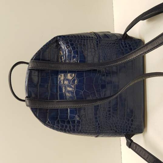 Buy the Tory Burch Women's Blue Croc Embossed Leather Mini Backpack |  GoodwillFinds