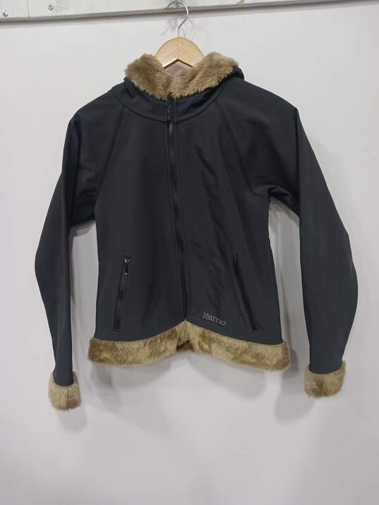 Marmot Faux Fur Trim Full Zip Hooded Jacket Size M image number 1