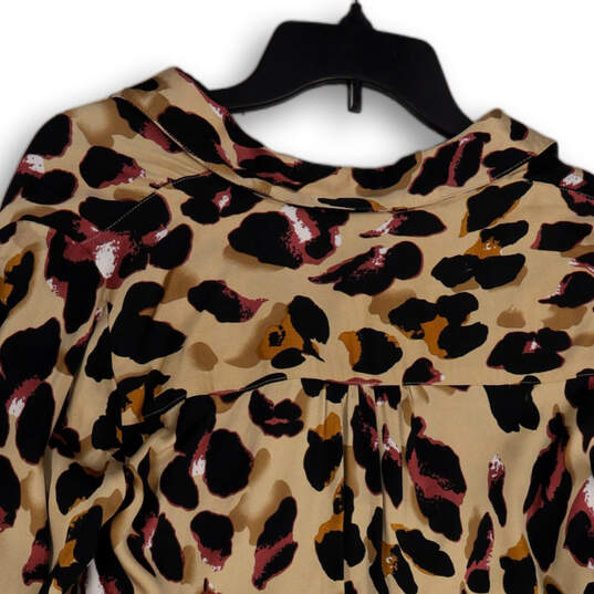 NWT Womens Multicolor Animal Print Long Sleeve Button Front Blouse Top Sz 6 image number 4