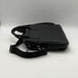 Womens Black Leather Detachable Strap Double Handle Laptop Bag image number 3