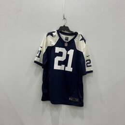 Mens Blue White Dallas Cowboys Ezekiel Elliott #21 NFL Football Jersey Size XL