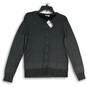 NWT Womens Black Long Sleeve Ribbed Hem Button Front Cardigan Sweater Size Large image number 1
