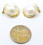 14K Yellow Gold Faux Pearl Clip On Earrings 5.1g image number 6