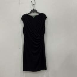 Lauren Ralph Lauren Womens Black Sparkle Pleated Sleeveless Shift Dress Size 14